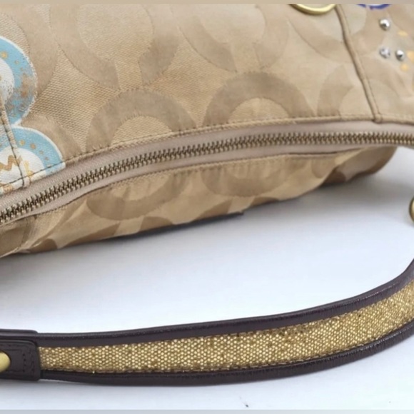 Rare 🦄 Coach Signature Jazzy Glitter Poppy Multi Canvas Handbag Purse - Picture 12 of 15